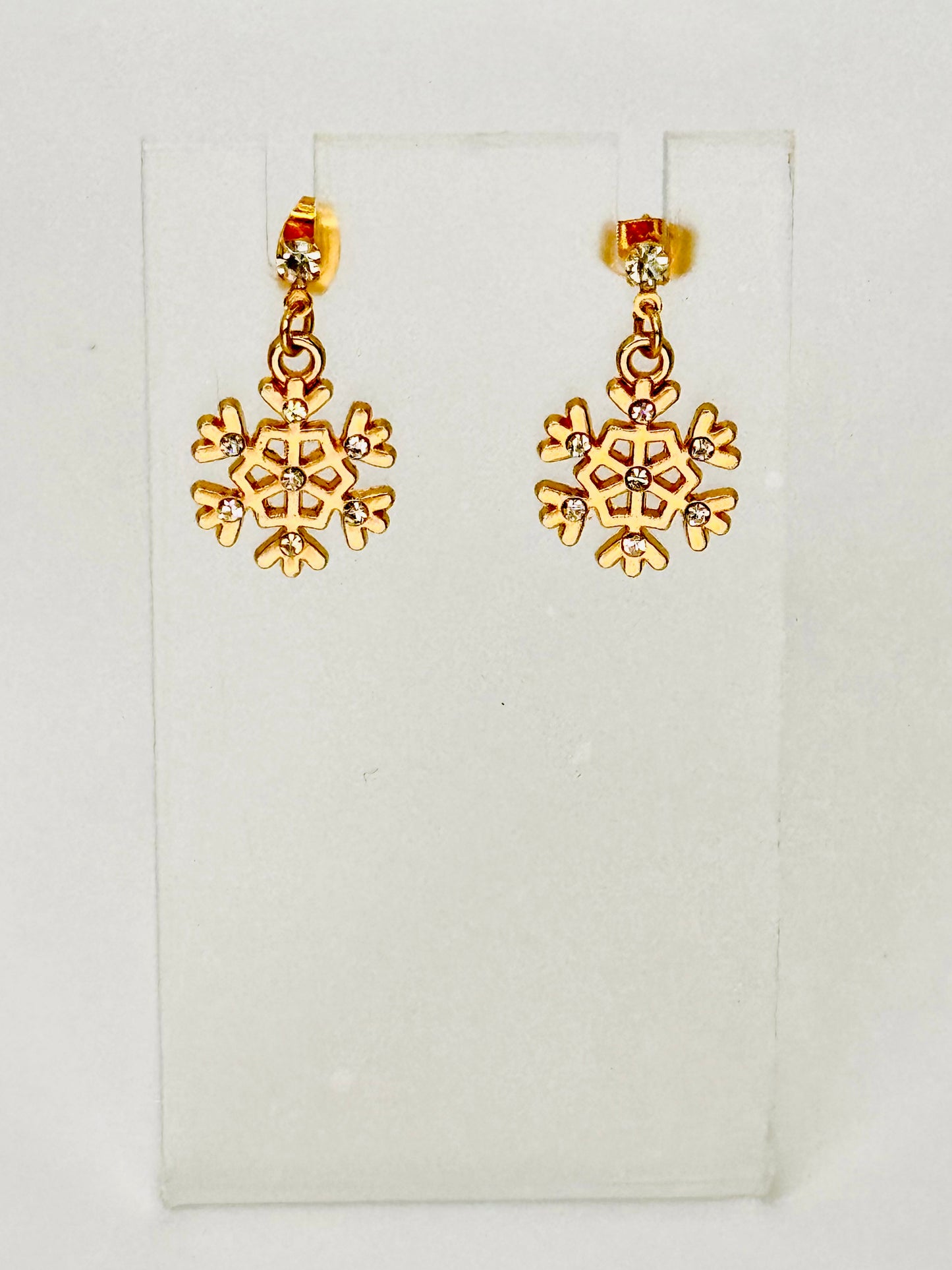 Crystal Golden Glow Snowflake Earrings