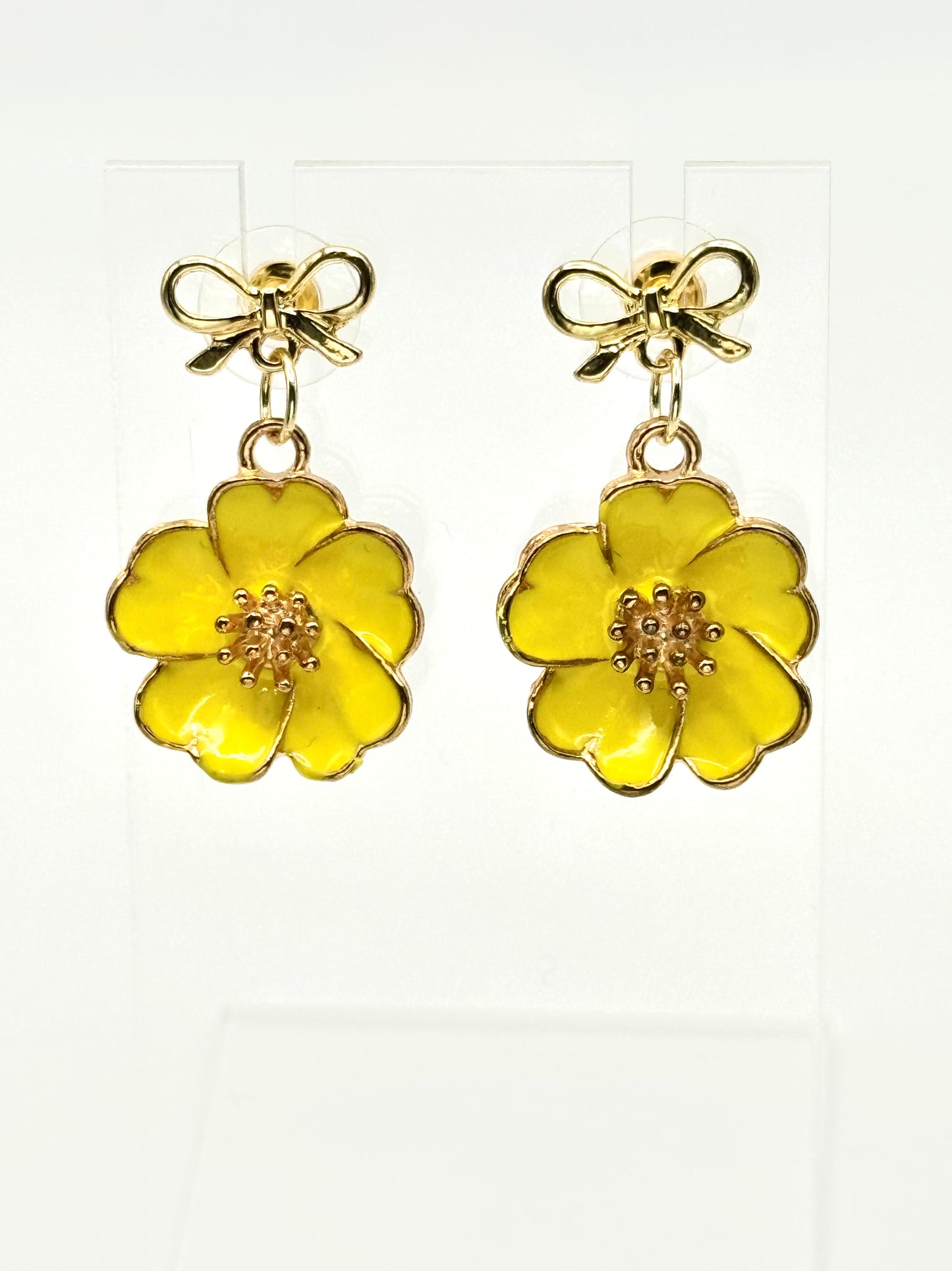๐ Golden Poppy Bow Earrings