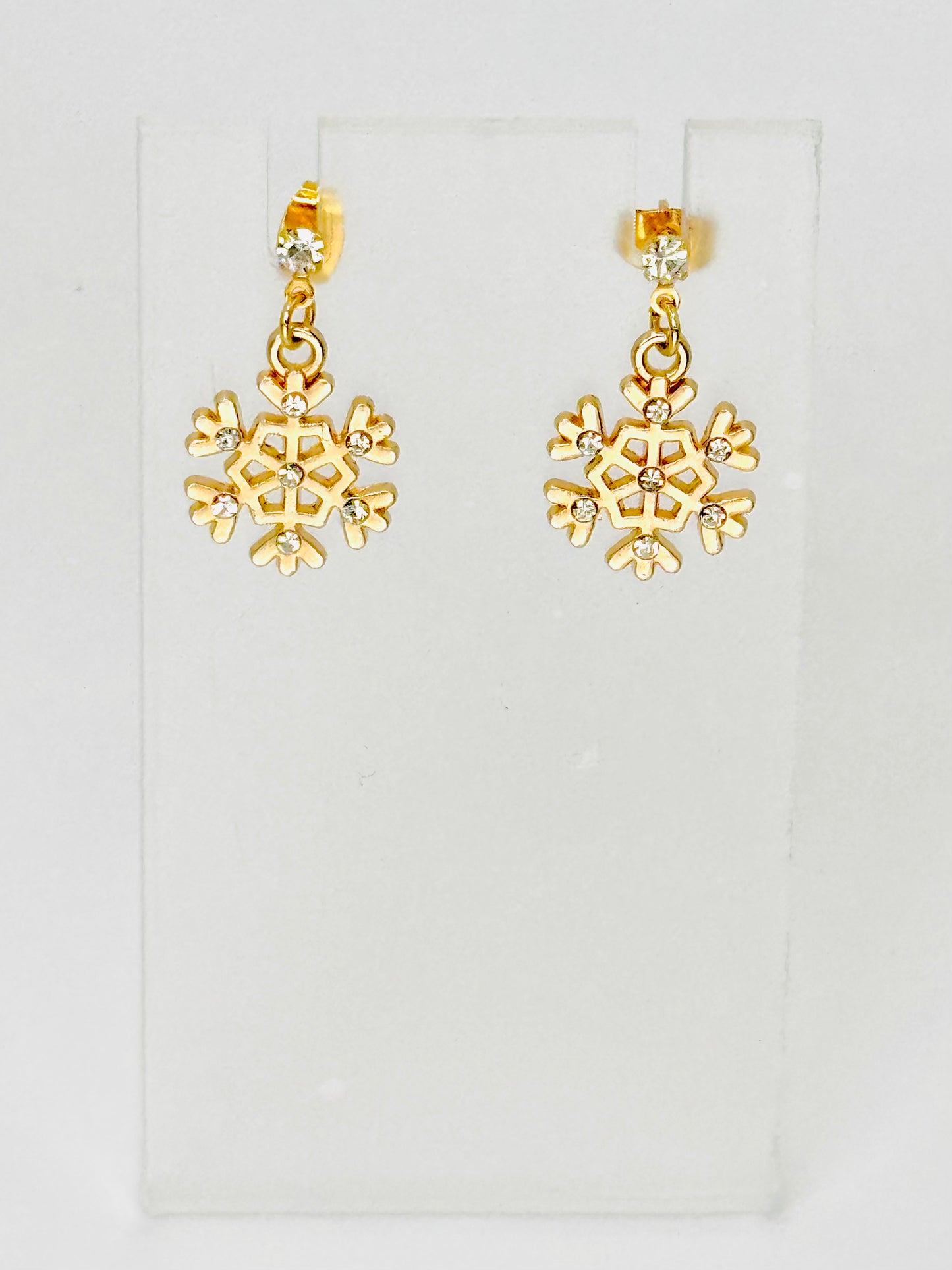 Crystal Golden Glow Snowflake Earrings