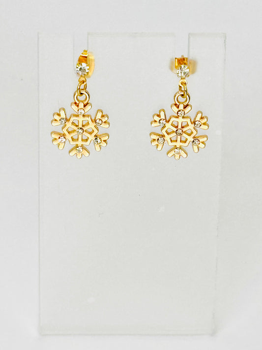 Crystal Golden Glow Snowflake Earrings