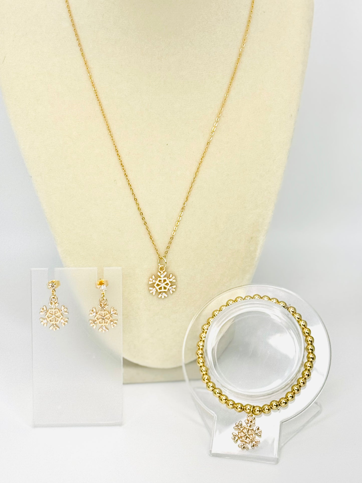 Crystal Golden Glow Snowflake Earrings